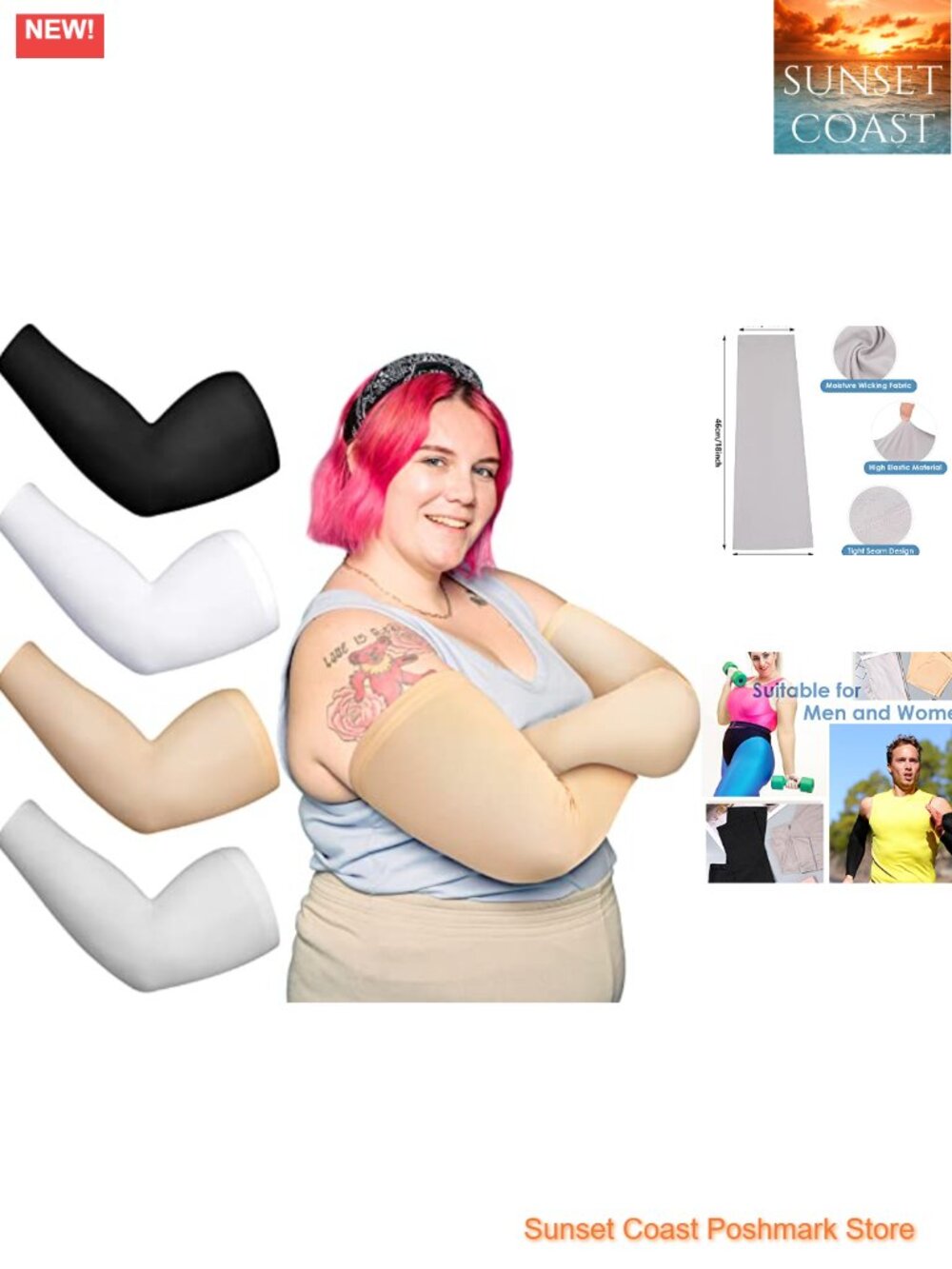4 Pairs Plus Size Cooling Arm Sleeves for Women Men UV Sun Protection Ice Silk